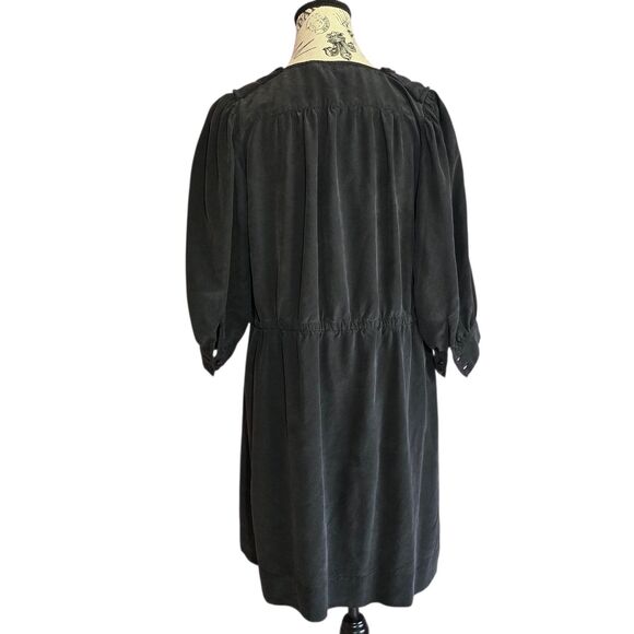 See by Chloe Silk black 3/4 sleeves dress with pockets drawstrings Sz 4 - Picture 2 of 9